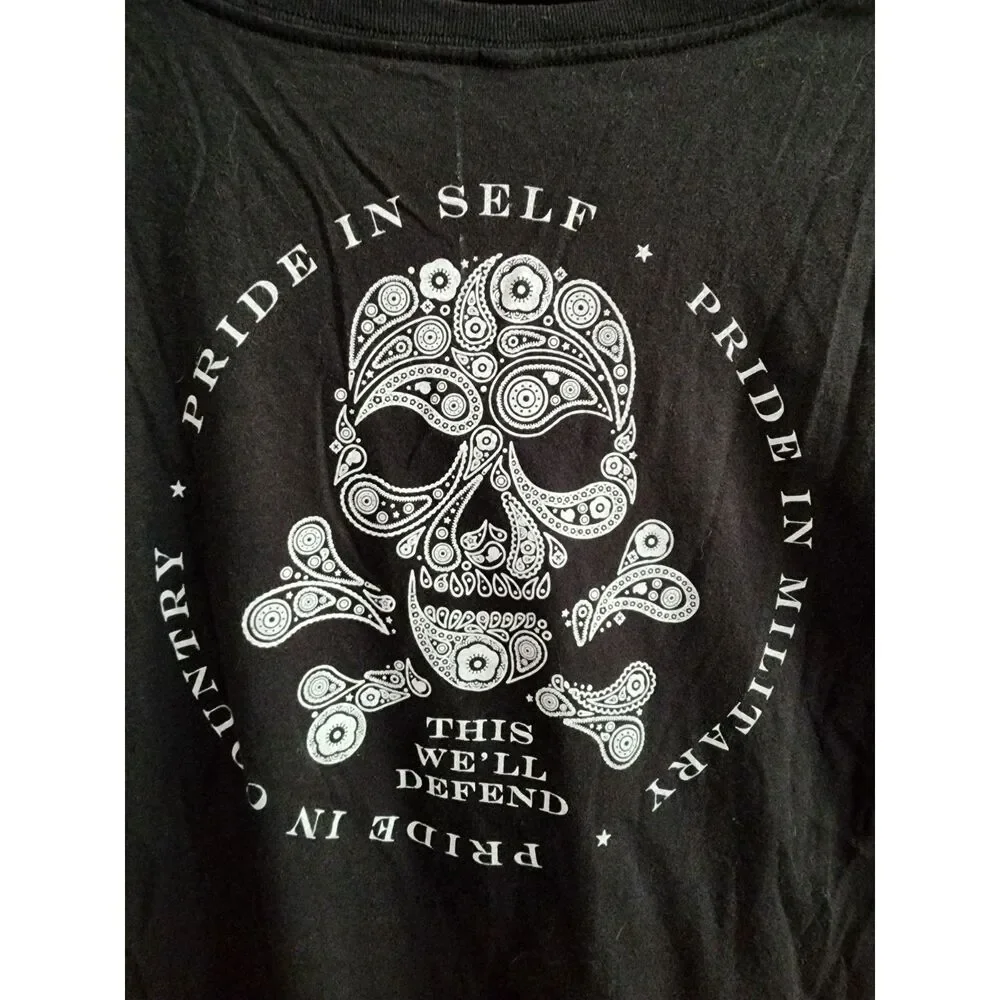 Grunt-Style V-Neck Girls Youth Skull Black T-shirt - XL
